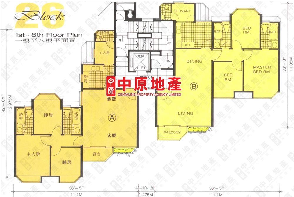 中原數據 深井 青山公路 屯門段 碧翠花園26座的平面圖