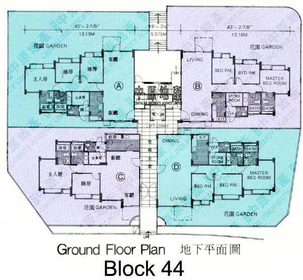 中原數據 白石角 大埔半山 康樂園翡翠花園44座的平面圖