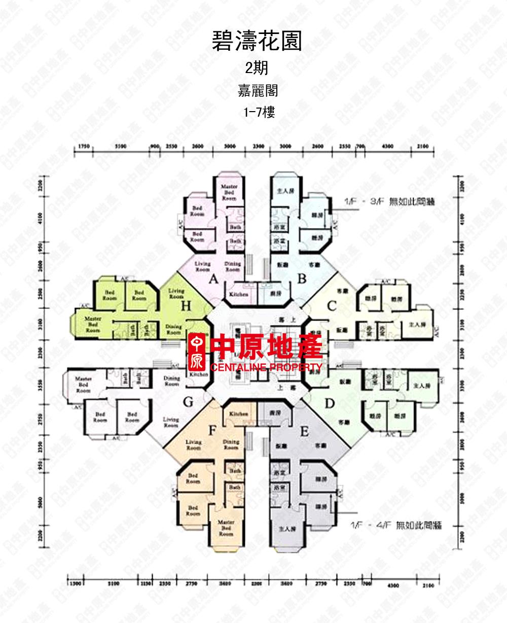 中原數據 沙田碧濤花園2期嘉麗閣 A座 的平面圖