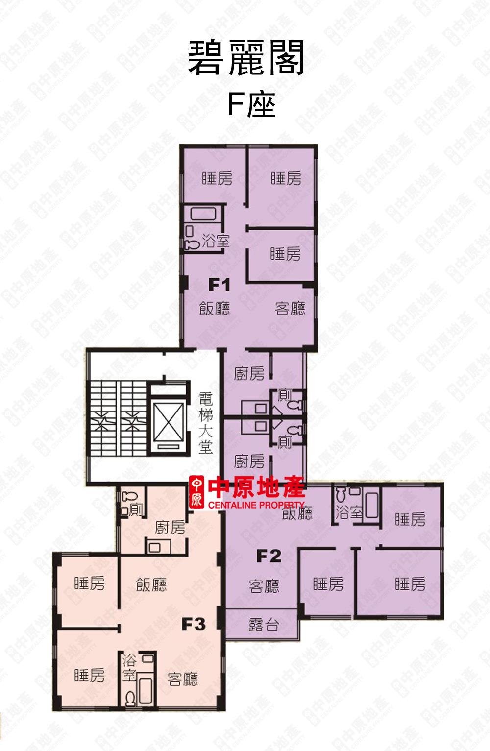 中原數據 九龍塘 畢架山碧麗閣f座的平面圖