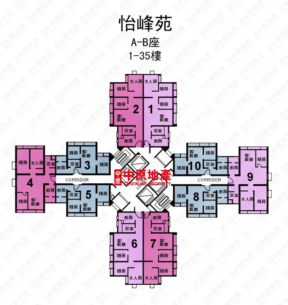 中原數據 葵涌怡峰苑悅峰閣 A座 的平面圖